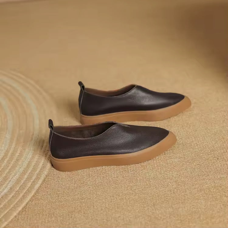Gayle Brown Pointed Leather Loafers
