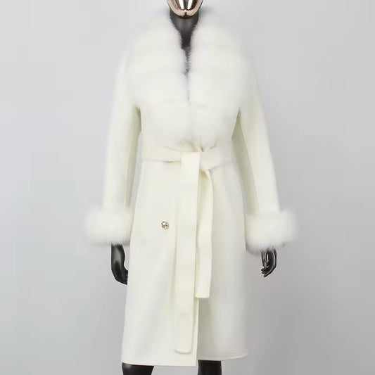 Theodora White Cashmere Wool Coat