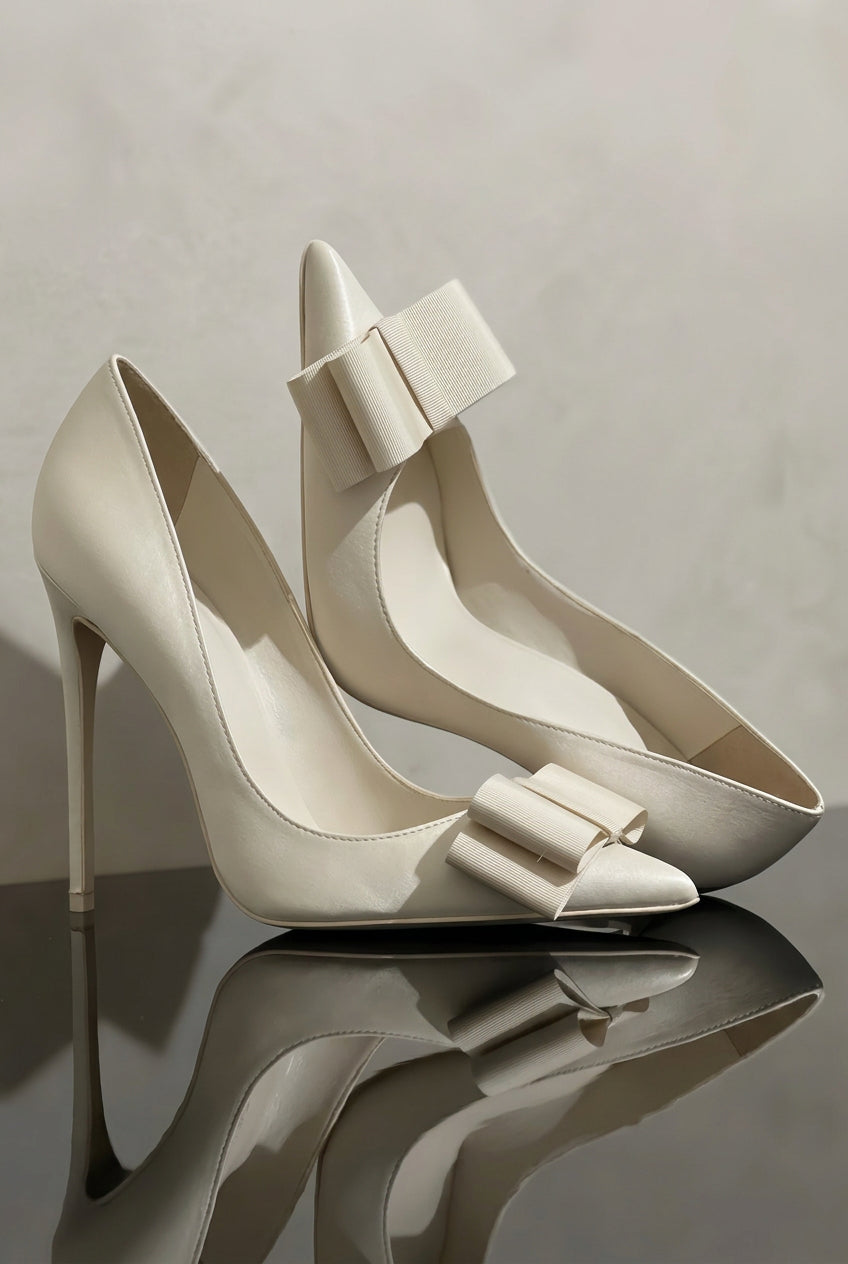 Jasmine Matt White Slip On Heels