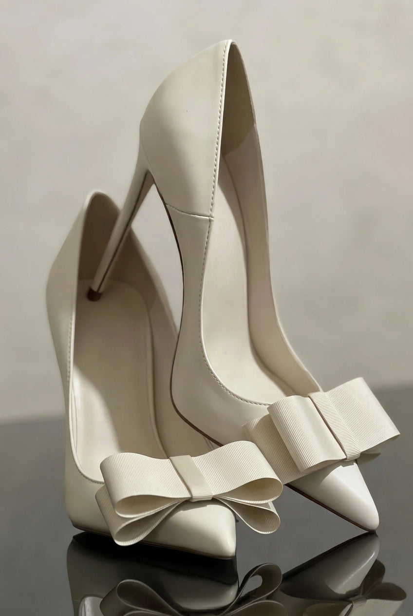 Jasmine Matt White Slip On Heels