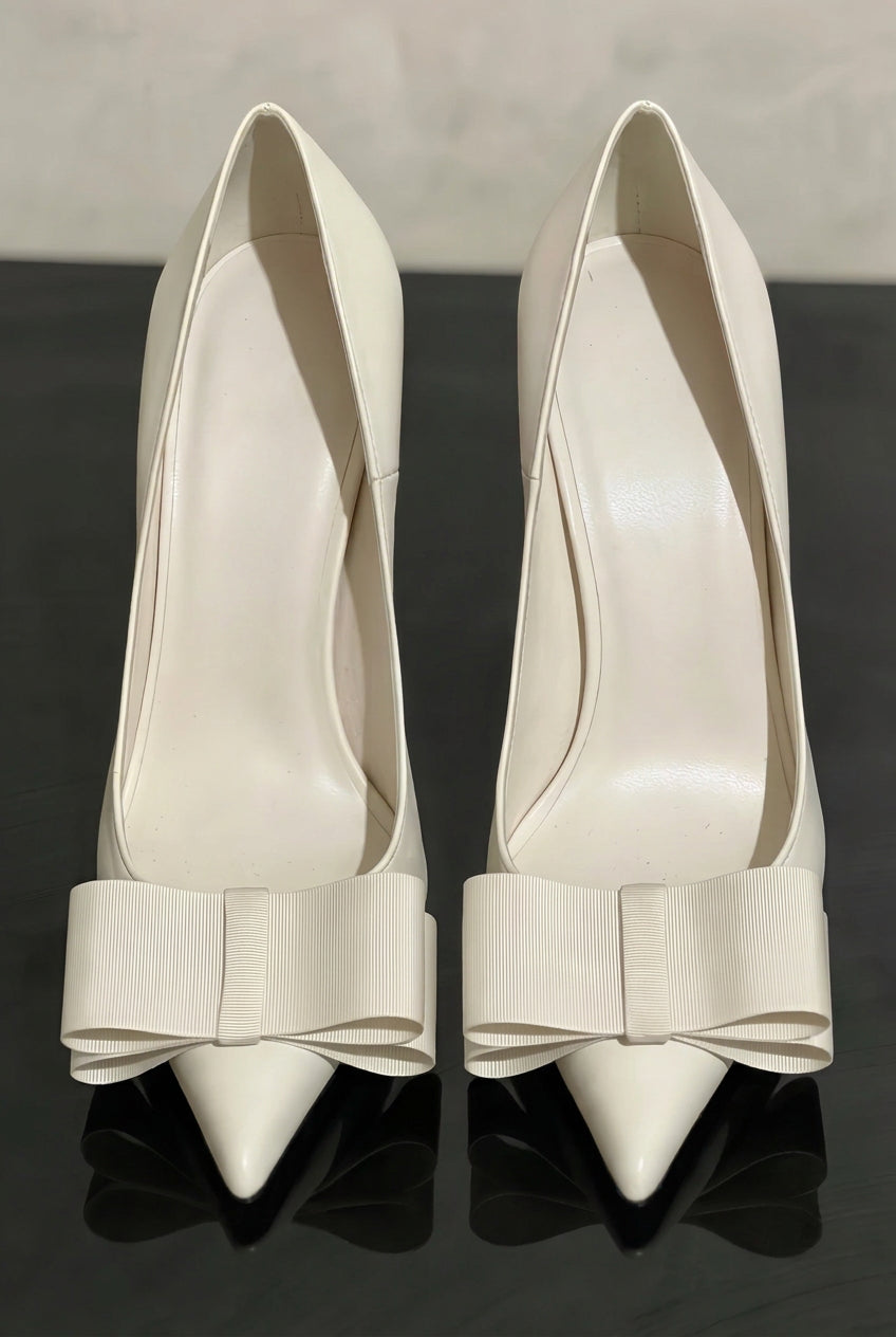 Jasmine Matt White Slip On Heels