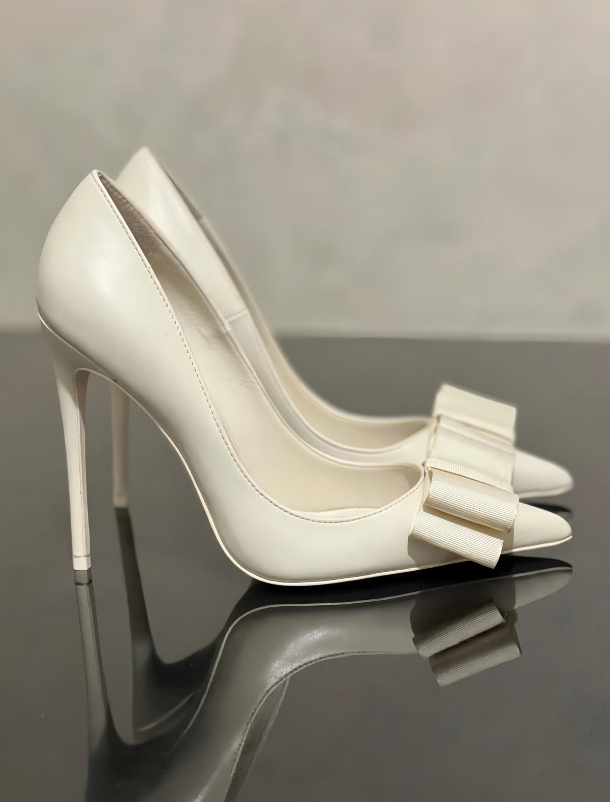 Jasmine Matt White Slip On Heels