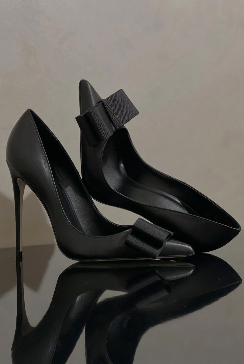 Jasmine Matt Black Slip-on Heels
