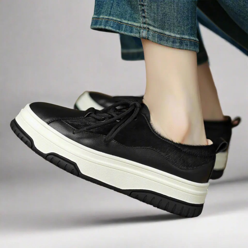  Monalisa Black Leather Sneakers 