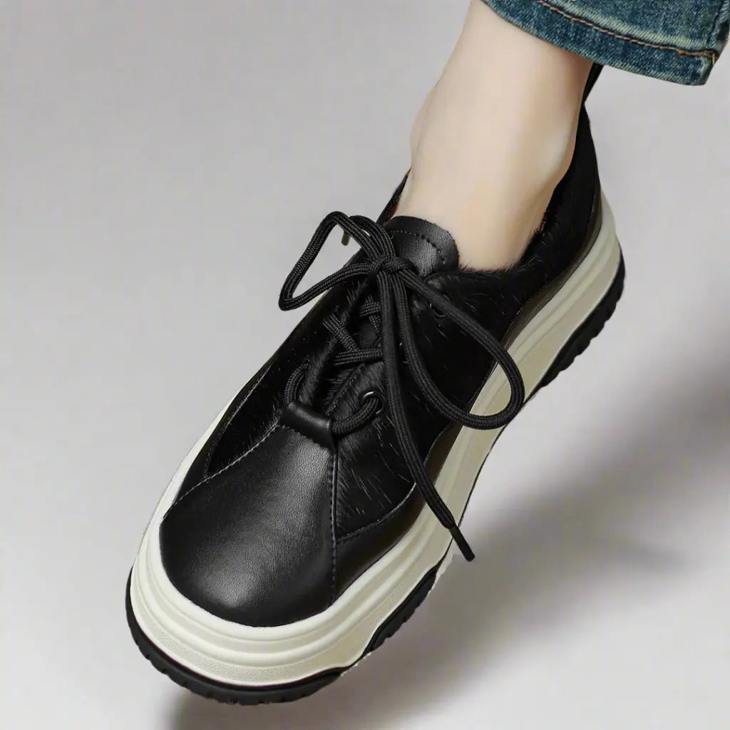  Monalisa Black Leather Sneakers 