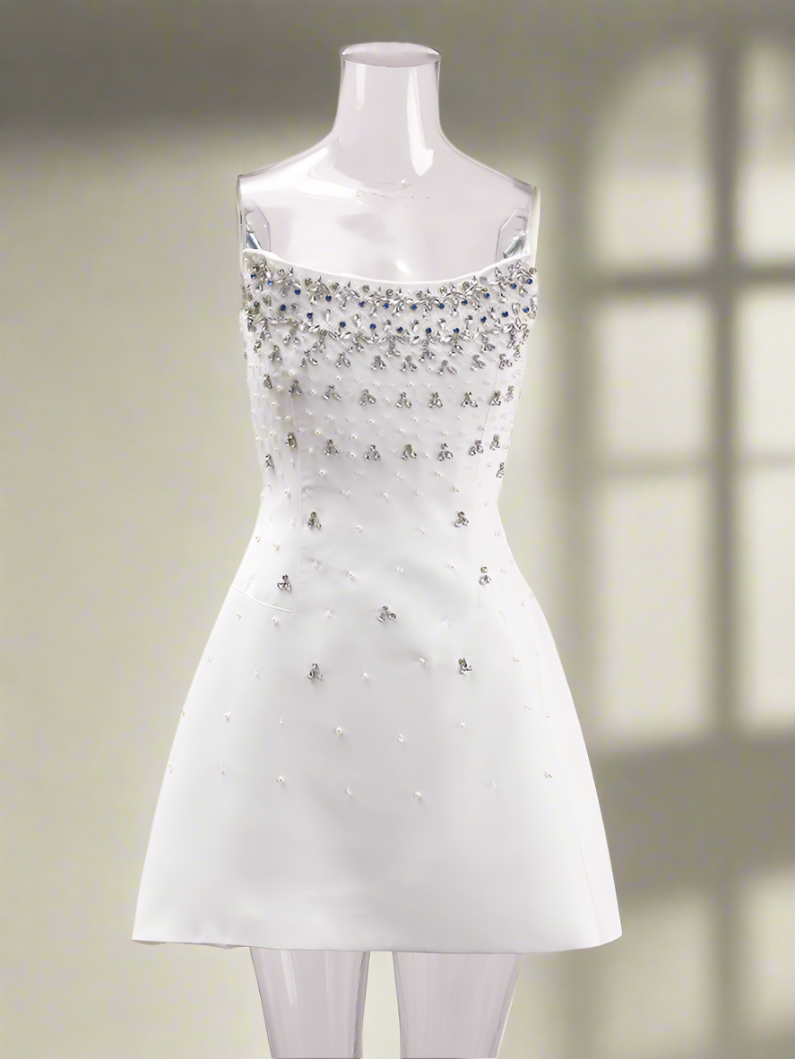 Taylor White Embellished Mini Dress