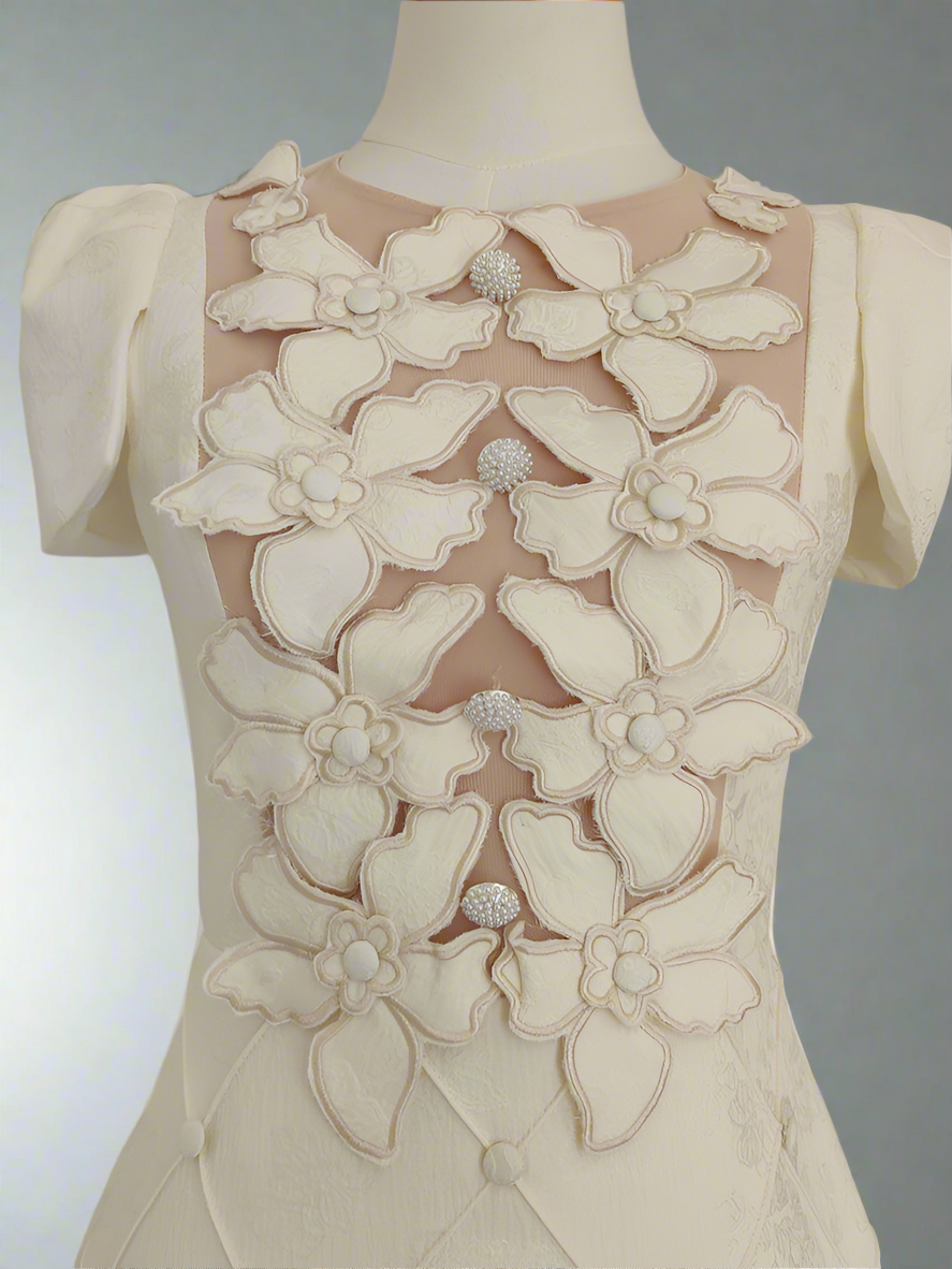 Felice Apricot Petal Detail Buttoned Dress