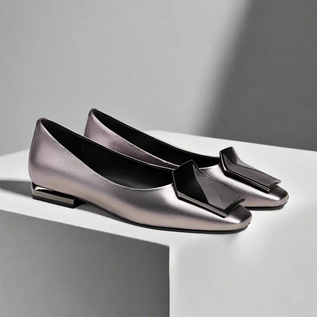 Tracy Grey Flat Pumps - Queen Sheila Brand