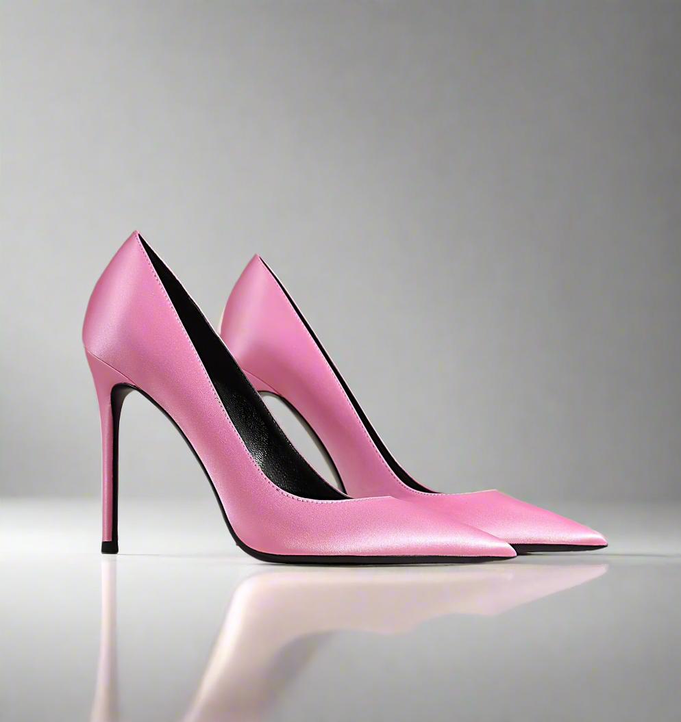 Anne Soft Pink Satin Leather Heels Queen Sheila Brand