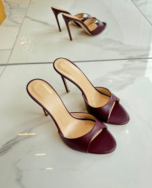 Kiki Matt Almond Toe Wine Red Mules