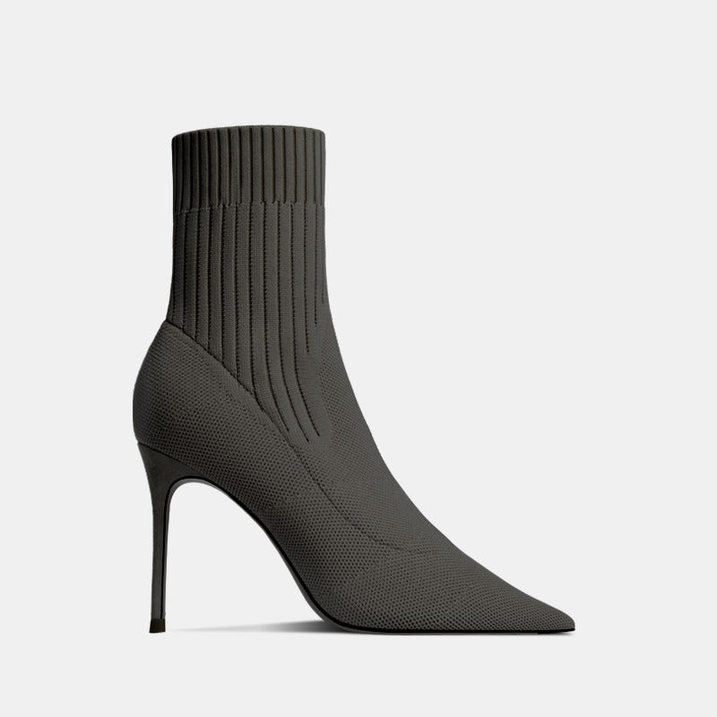 Carmela Black Stretchy Mid-calf Boots
