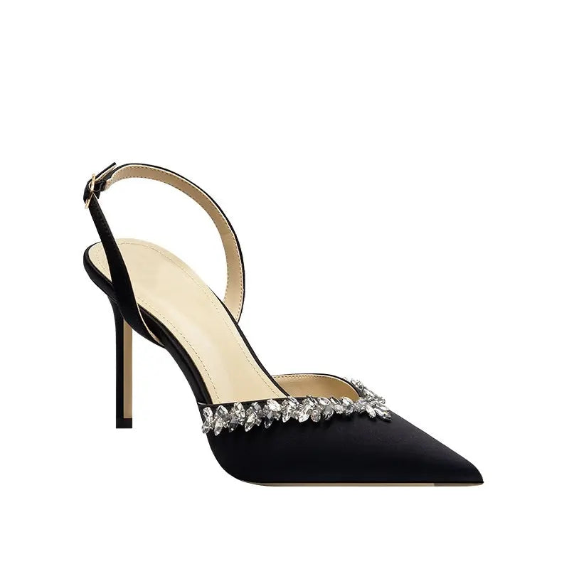 Fantasia Black Slingback Sandals - Queen Sheila Brand 