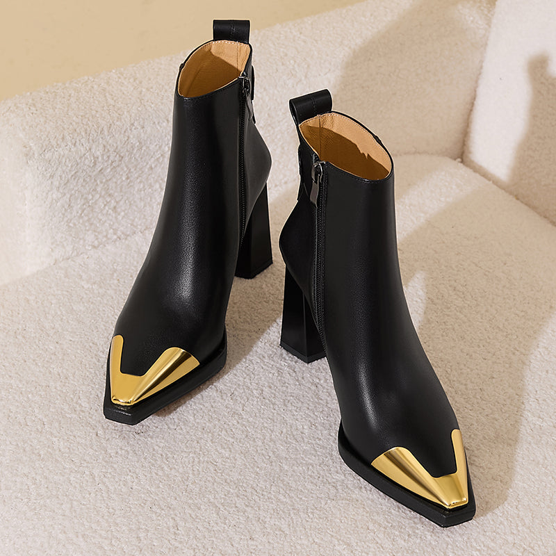 Lexy Matt Black Leather Ankle Boots