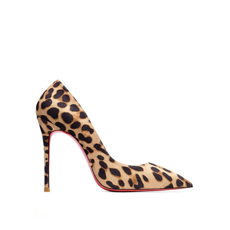 Tabitha Leopard Flock Red Bottom Heels