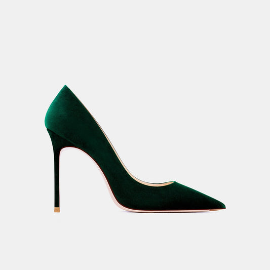 Tabitha Flannel Jade Green Heels