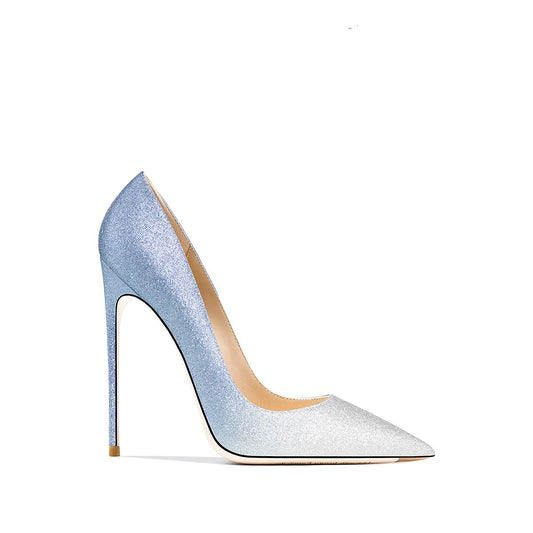 Josephine Silver-Pink Sequin Beige Bottom Heels