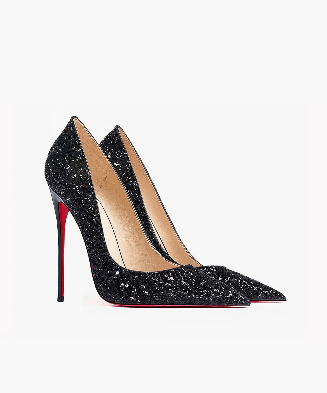 Kate Black Glitter Red Bottom Heels