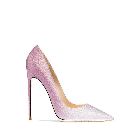Josephine Silver-Blue Sequin Beige Bottom Heels