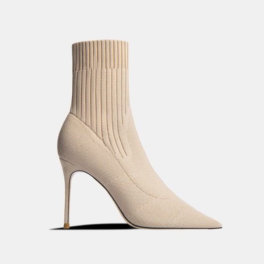 Carmela Beige Stretchy Mid-calf Boots