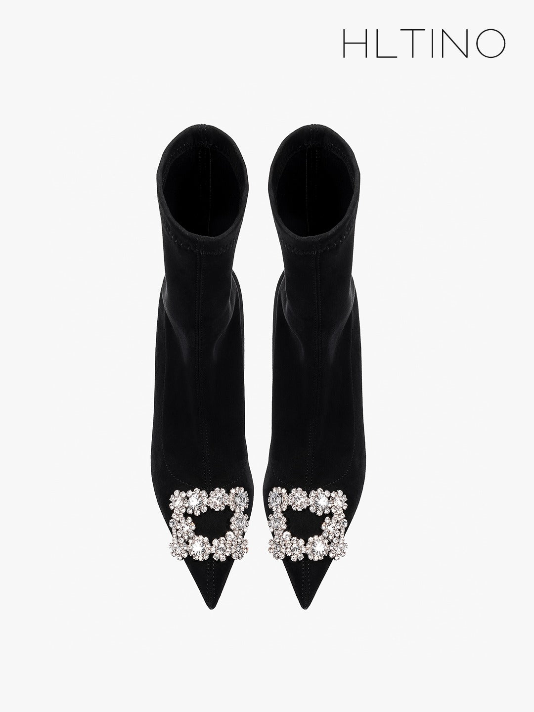 Erela Black Crystal Buckled Ankle Boots