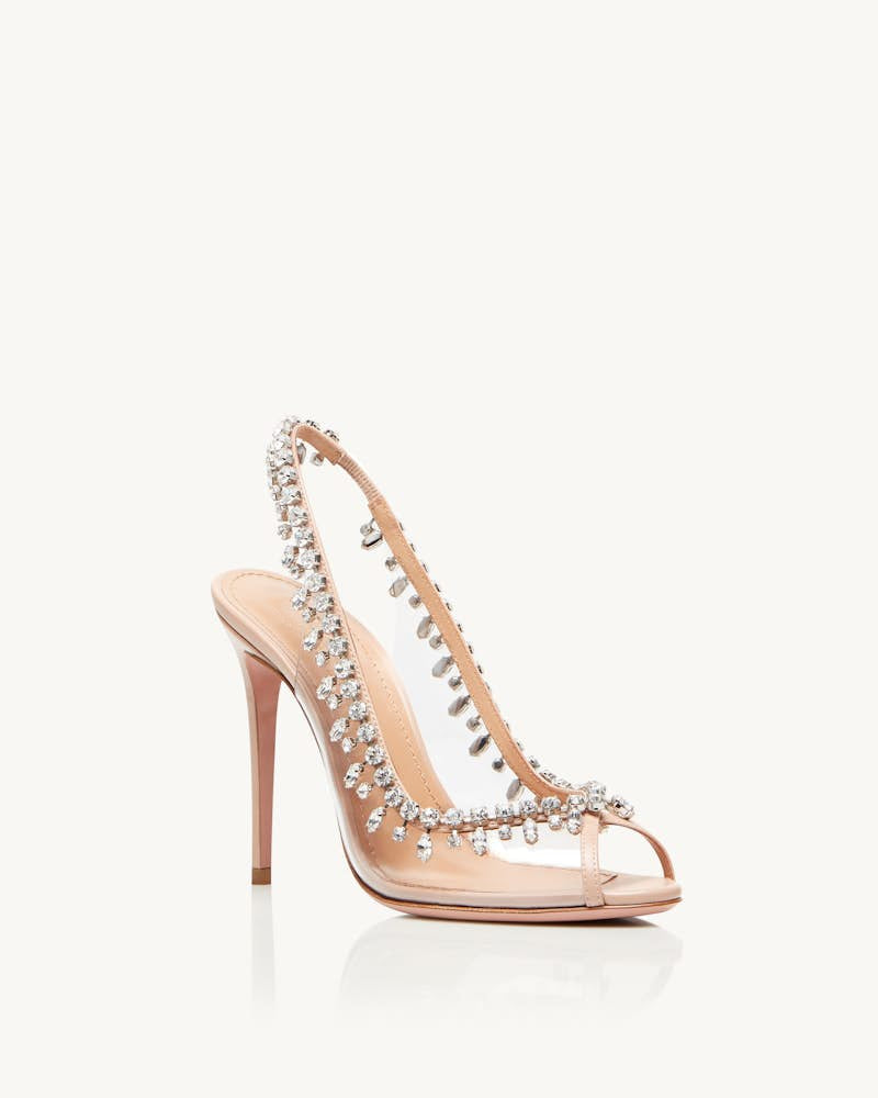 Uriel Nude Crystal Open Toe Sandals