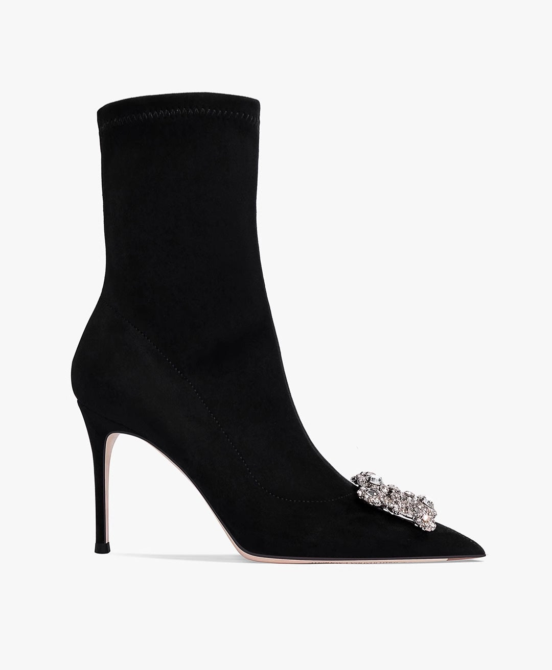 Erela Black Crystal Buckled Ankle Boots