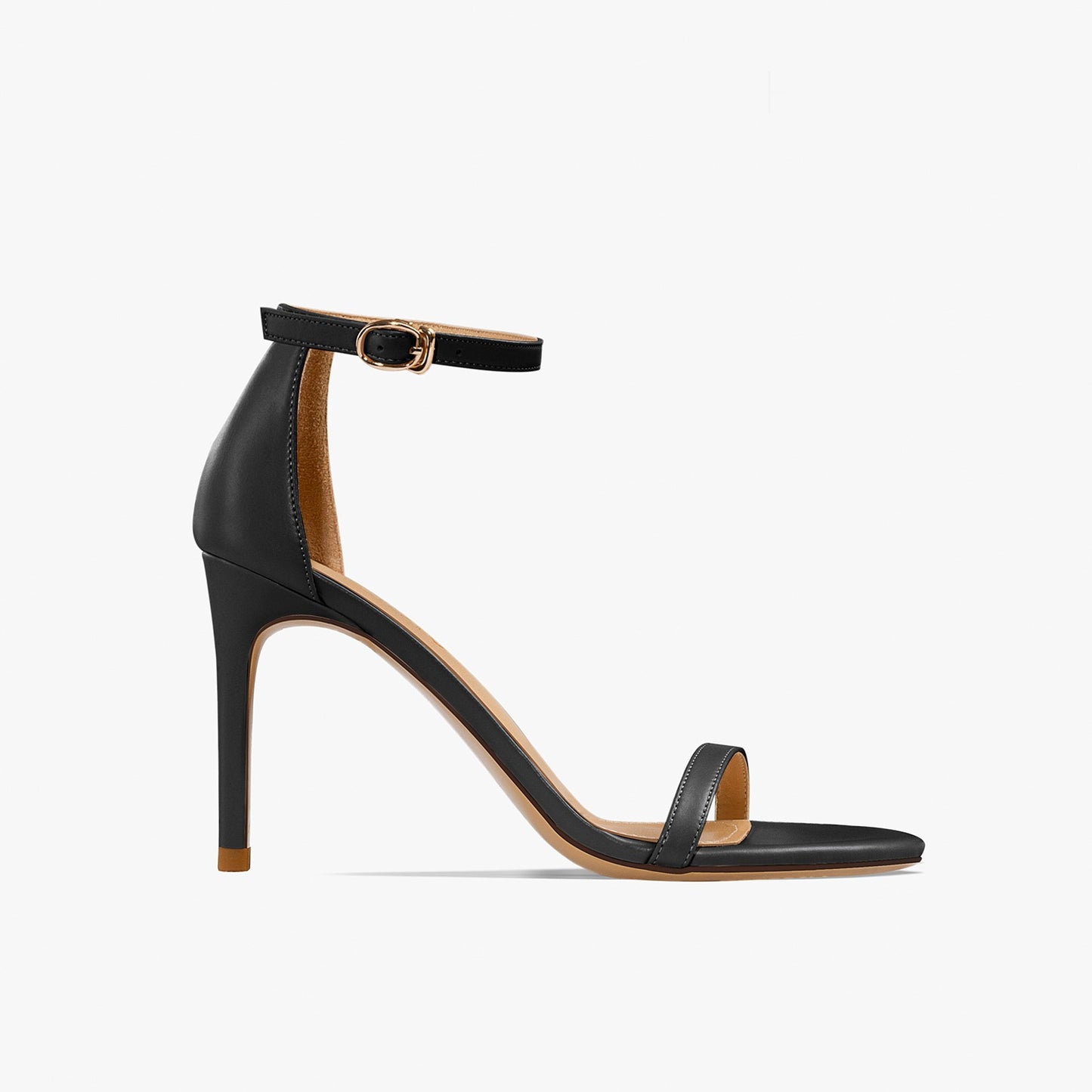 Mahalia Leather Open Toe Black Sandals