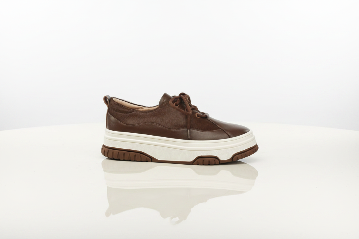 Monalisa Brown Leather Sneakers
