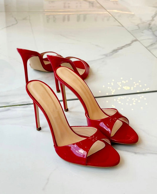 Kiki Almond Toe Red Mules