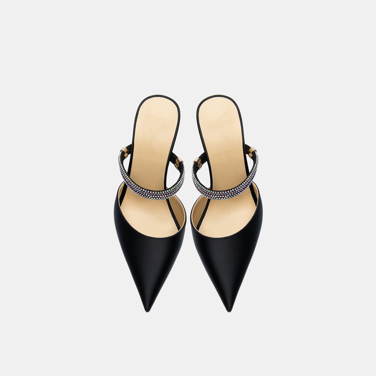 Julia Black Satin Mule Heels