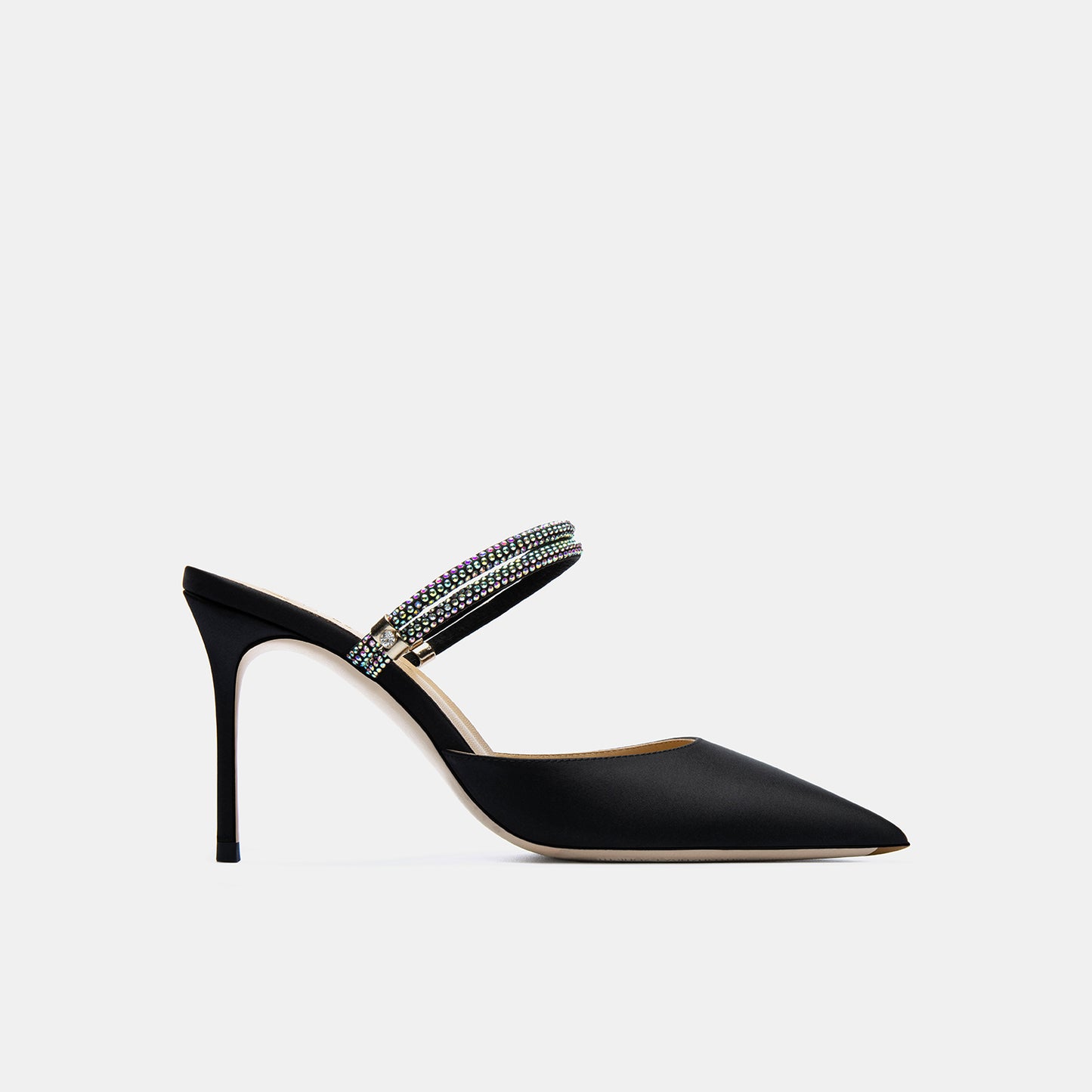 Julia Black Satin Mule Heels