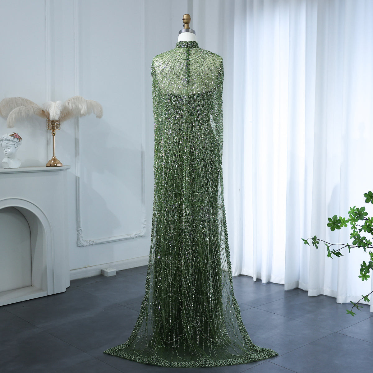 Issa Luxury Pearls Green Evening Dress