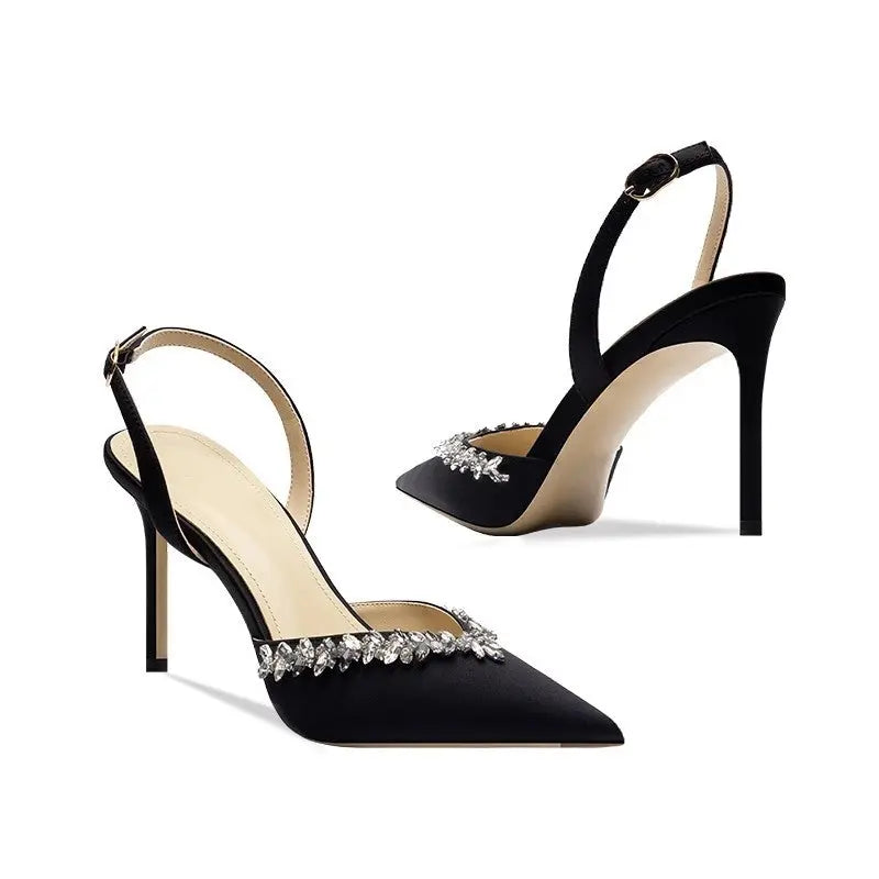 Fantasia Black Slingback Sandals - Queen Sheila Brand 