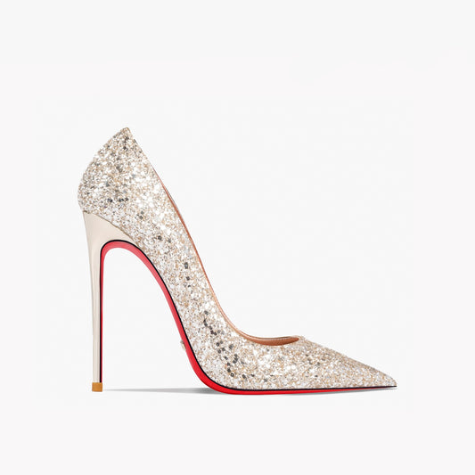 Kate Gold Glitter Red Bottom Heels