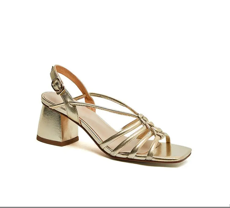 Jasmine Gold Open Toe Flat Sandal - Queen Sheila Brand 