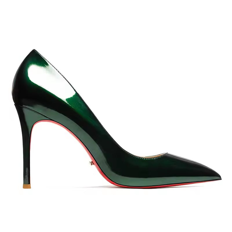 Jewel Jade Green Red Bottom Heels