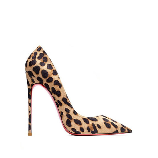 Tabitha Leopard Flock Red Bottom Heels